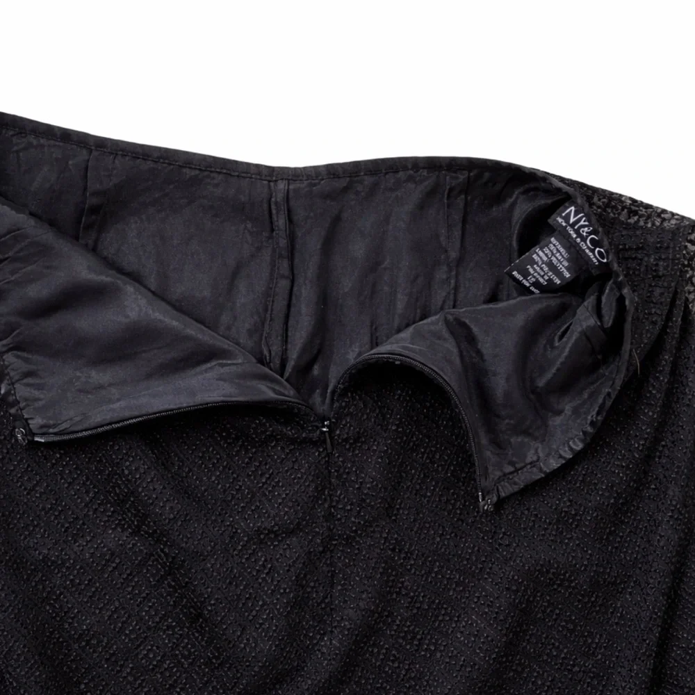 NY&Co Black Lace A-Line Mini Skirt Size 12 Textured Overlay - Picture 3 of 7